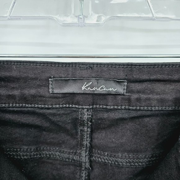 KanCan Mid Rise Zip Cuff Ankle Jeans 3XL 20W Black Raw Hem Crop Plus Stretch New - Picture 2 of 10